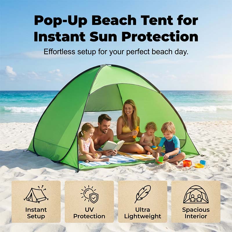 BeachCover™ Pop-Up Strandtent – 98% UV-bescherming voor het hele gezin