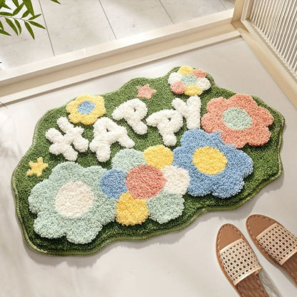 Absorberende badmat met bloemenpatroon – antislip & zacht