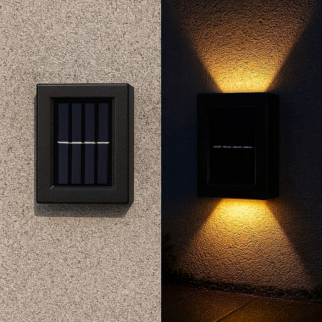 EcoLumen – LED Zonne-energie Wandlampen voor sfeervolle Buitenverlichting [1 + 1 Gratis]