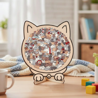 Purrzle™ – Houten Kattenpuzzel 135 Stukjes | Mindful & Kunstzinnig