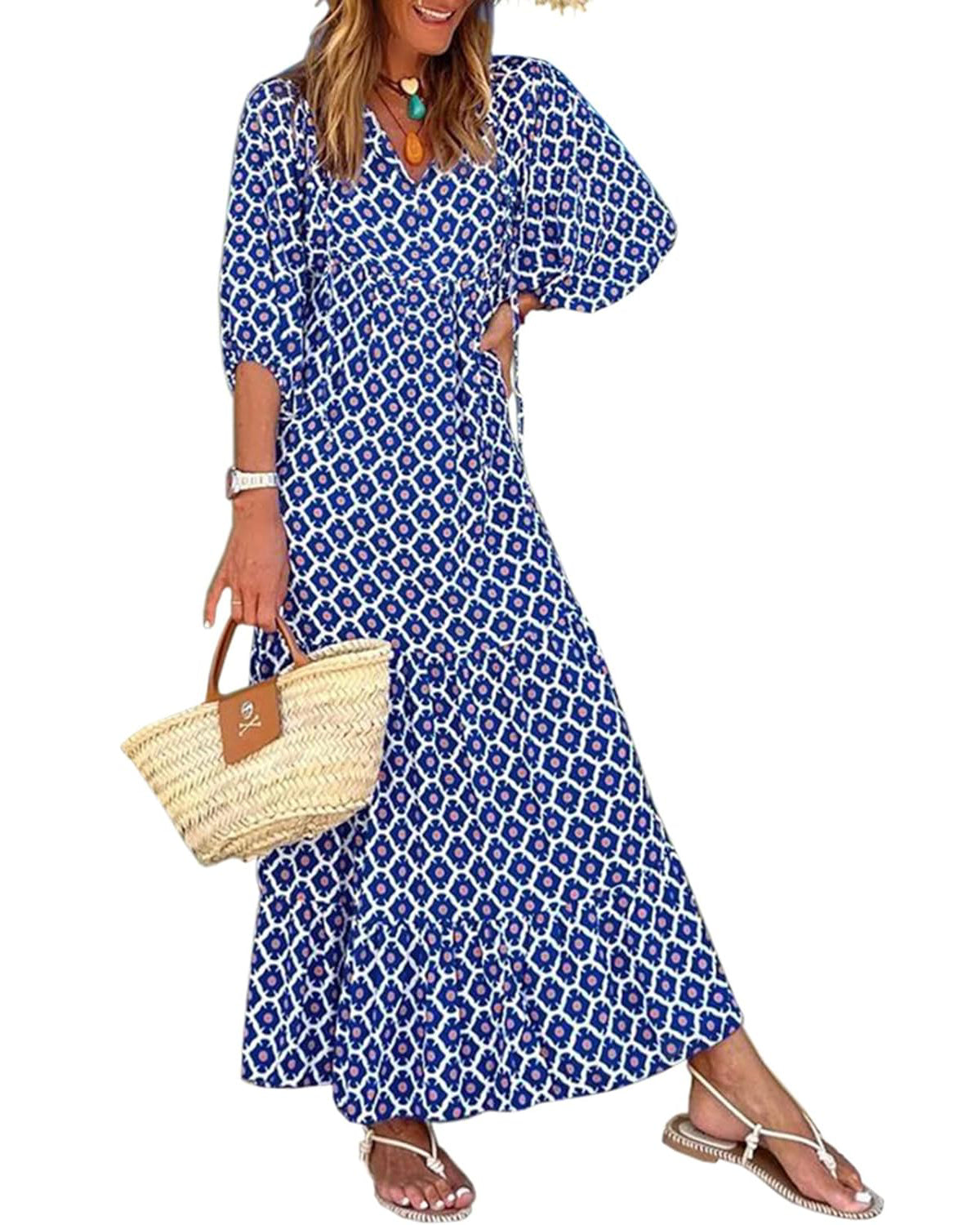 50% Korting | Stella™ – Dames Maxi-jurk met Pofmouwen [Laatste dag korting]