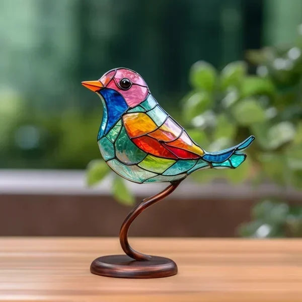 Vogelsculptuur van gekleurd glas – elegante decoratie handgemaakt
