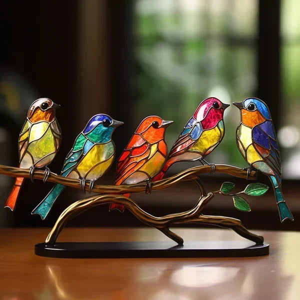 Vogelsculptuur van gekleurd glas – elegante decoratie handgemaakt
