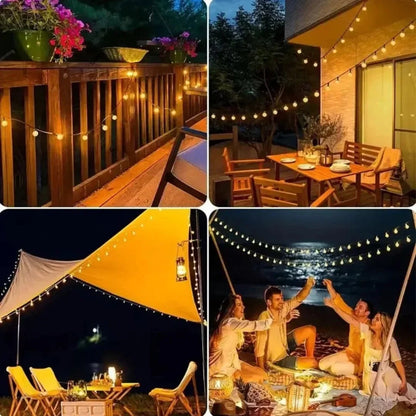 Zonne-energie LED-lichtsnoer met kristallen bollen voor tuin en terras
