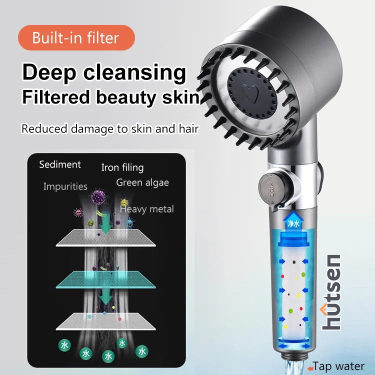 TurboShower™ – 4-in-1 Multifunctionele Douchekop met Massage & Filter