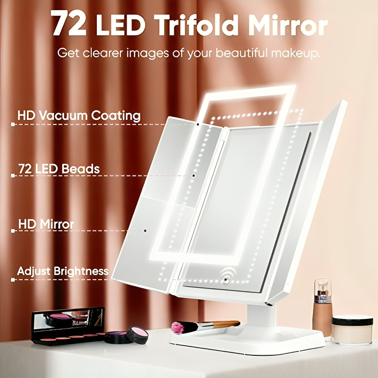 LumiGlora™ – Opklapbare LED-spiegel met 3 panelen voor een nauwkeurige en perfecte make-up [50% Korting]