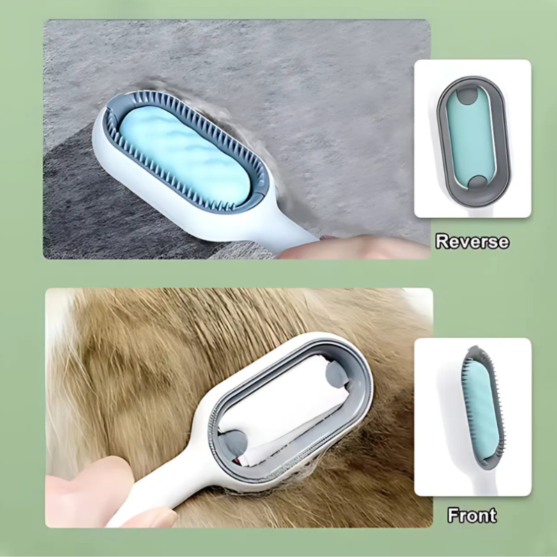 PetDefuzz™ – 4-in-1 Siliconenborstel met Watertank voor Hond & Kat