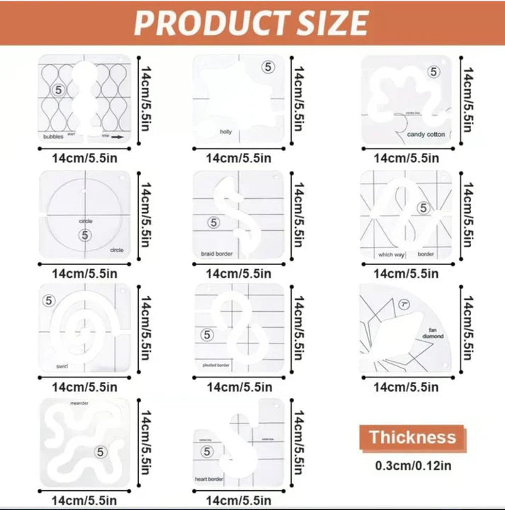QuiltGenius – Nauwkeurige Quilt-Sjablonen voor Professionele Resultaten [12-Delig]