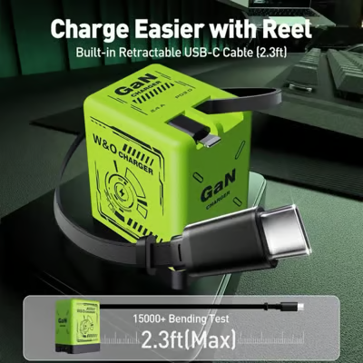 PowerNest™ – Compacte Dual-Port GaN Snellader met Ingebouwde USB-C Kabel