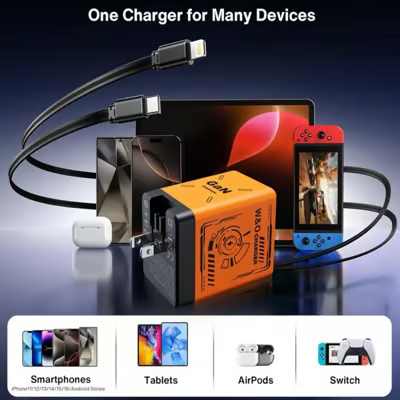 PowerNest™ – Compacte Dual-Port GaN Snellader met Ingebouwde USB-C Kabel