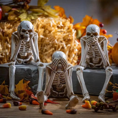 Skelet-figuren set van 3 kunsthars decoratie schoorsteenmantel Halloween