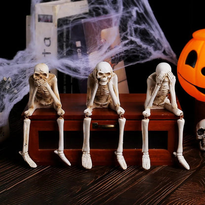 Skelet-figuren set van 3 kunsthars decoratie schoorsteenmantel Halloween