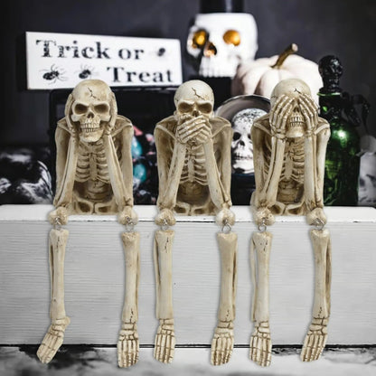 Skelet-figuren set van 3 kunsthars decoratie schoorsteenmantel Halloween