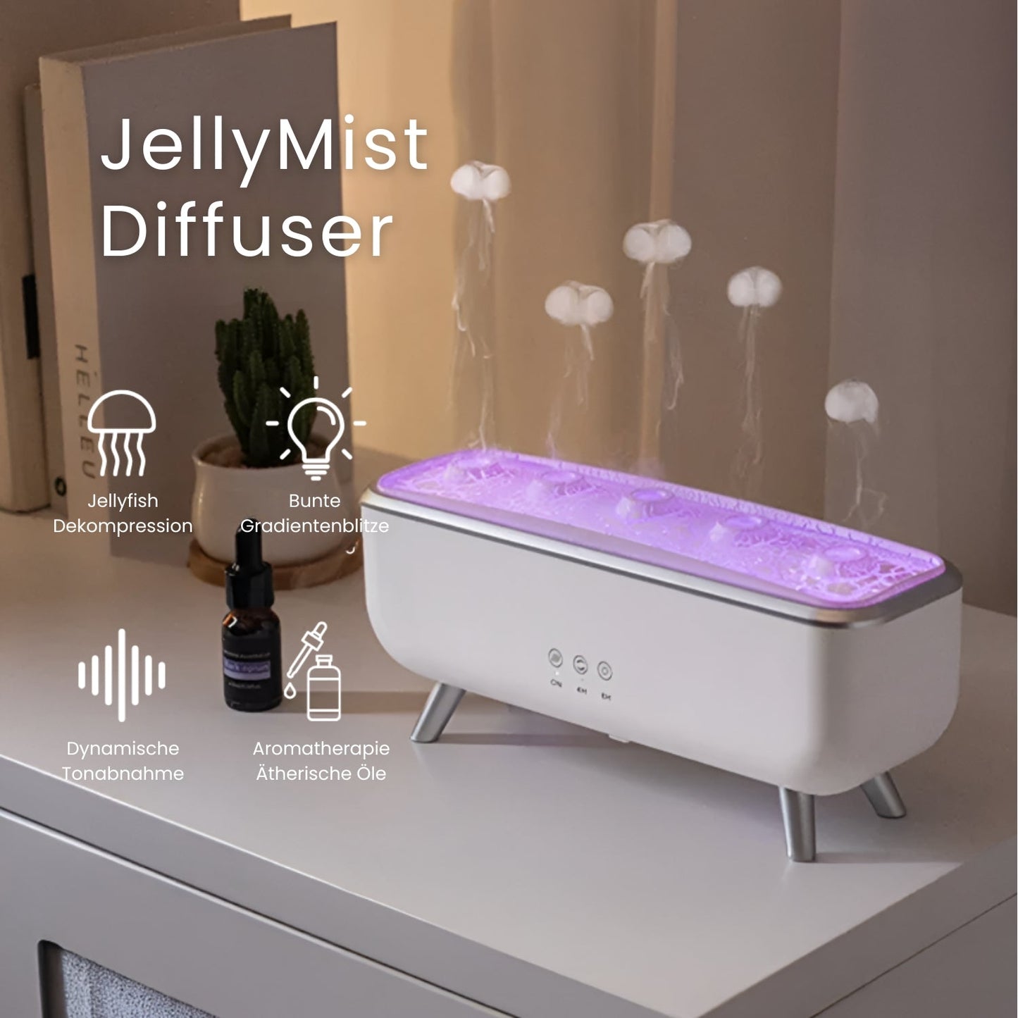 JellyMist™ – Aromadiffuser & Luchtbevochtiger met Kwalleneffect en LED