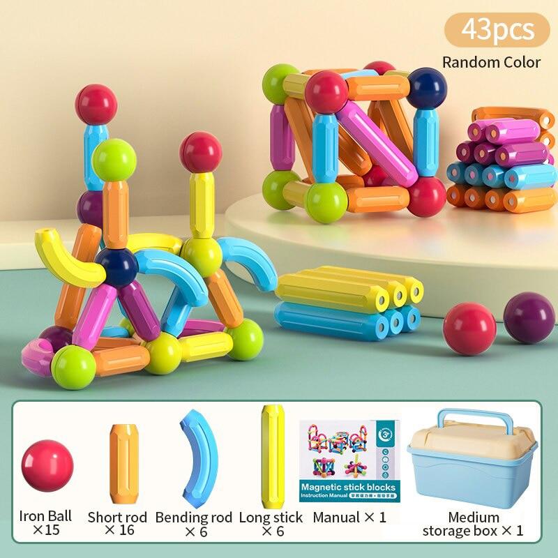 SuperBlock™ – Magnetisch Bouw- & Steekspel voor Kinderen (42 Stuks)