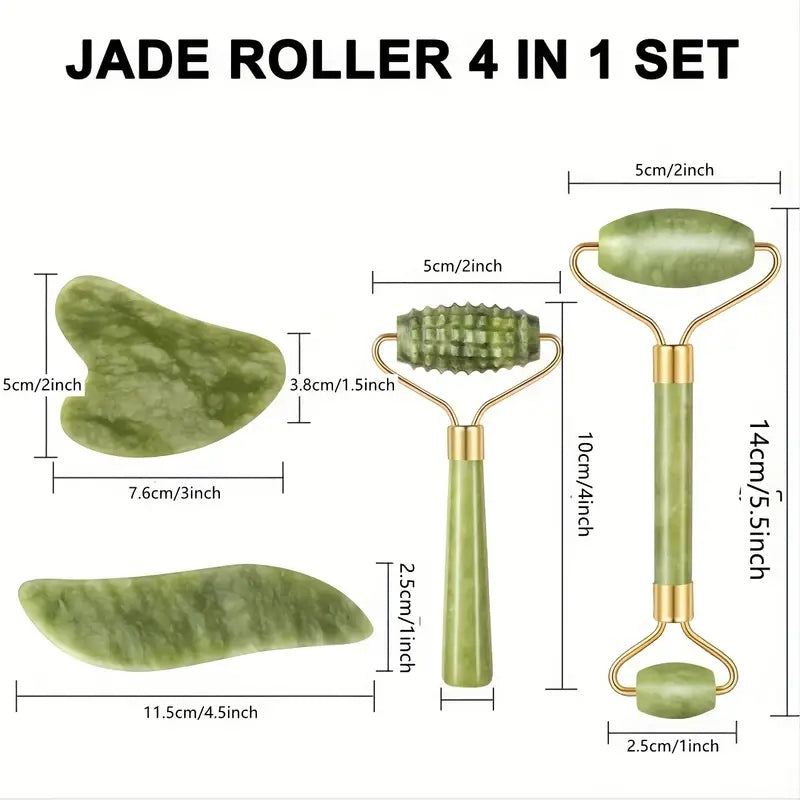 RollPro™ - Jade Gua Sha gezichtsroller set (4PCS) [50% Korting]