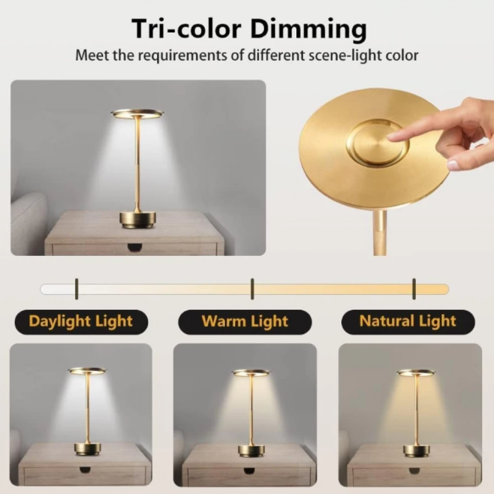 Draadloze LED-tafellamp met touch-dimmer van aluminium IP44