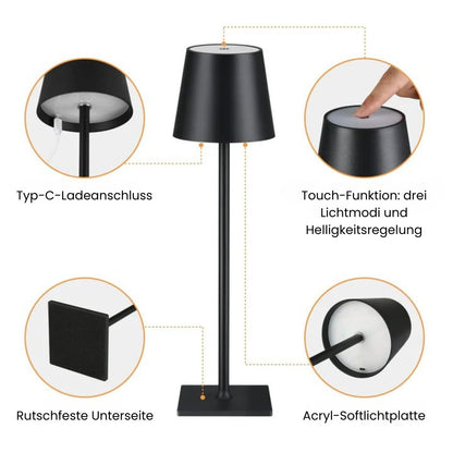 Draadloze LED-tafellamp met touch-dimmer en USB-C accu