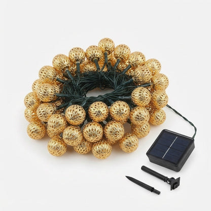 Marokkaanse solar lichtsnoer 12m – 100 LED-ballen warmwit