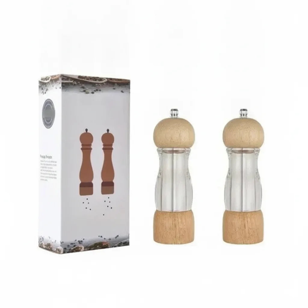 Zout- en pepermollenset van hout en glas voor de keuken