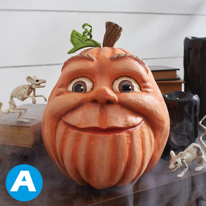 Halloween pompoen decoratie met verlichting – Grappige pompoenkop van hars voor