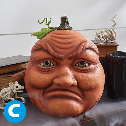 Halloween pompoen decoratie met verlichting – Grappige pompoenkop van hars voor