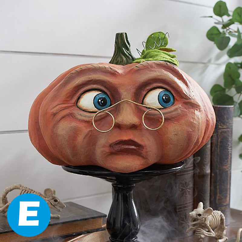 Halloween pompoen decoratie met verlichting – Grappige pompoenkop van hars voor