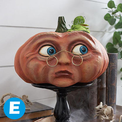 Halloween pompoen decoratie met verlichting – Grappige pompoenkop van hars voor