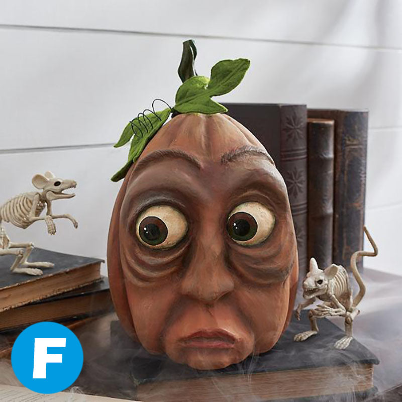 Halloween pompoen decoratie met verlichting – Grappige pompoenkop van hars voor