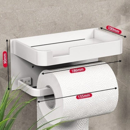 BathLine – Toiletpapierhouder met Plateau | Wandmontage Metaal