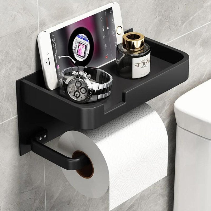 BathLine – Toiletpapierhouder met Plateau | Wandmontage Metaal