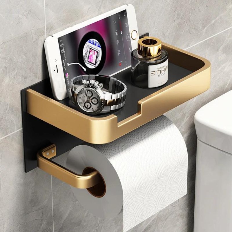 BathLine – Toiletpapierhouder met Plateau | Wandmontage Metaal