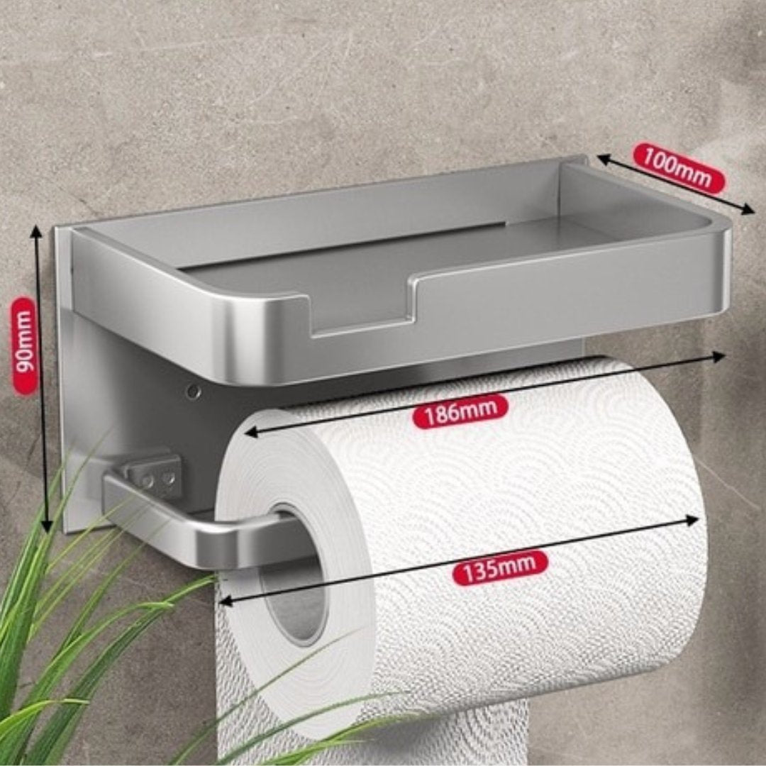 BathLine – Toiletpapierhouder met Plateau | Wandmontage Metaal