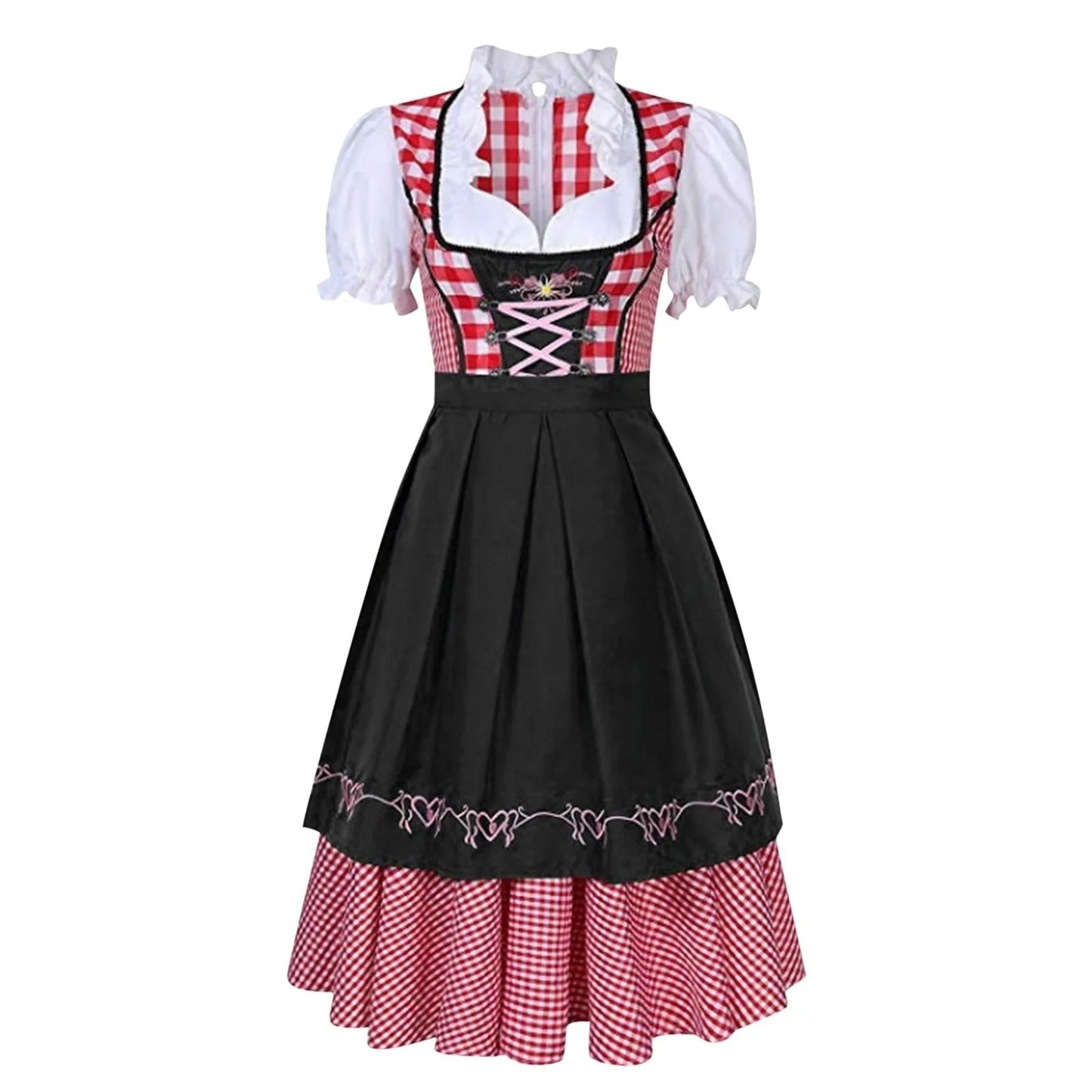 Dames Dirndl Geruit met Schort en Blouse – Oktoberfest Set