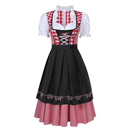 Dames Dirndl Geruit met Schort en Blouse – Oktoberfest Set