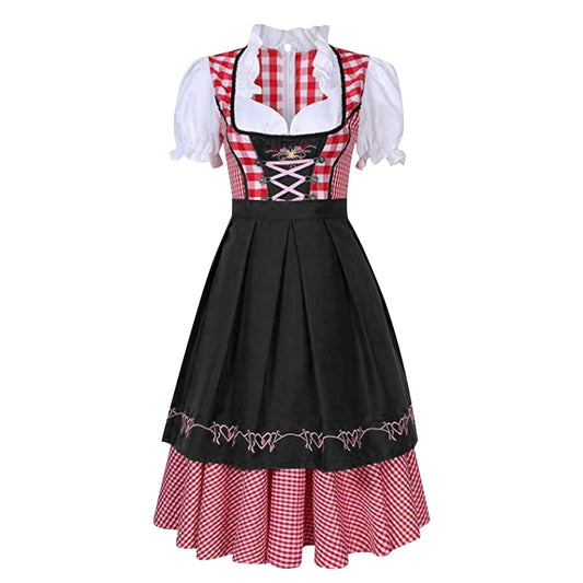 Dames Dirndl Geruit met Schort en Blouse – Oktoberfest Set